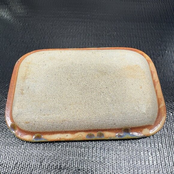 Vintage Hand Made Stoneware Pottery Dish Tray Artist Signed Embossed Butterfly - Picture 8 of 16